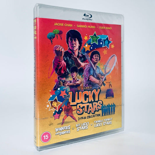 Lucky Stars 3-Disc Collection Jackie Chan Blu-ray Eureka UK Region B Winners and Sinners My Lucky Stars Twinkle Twinkle Lucky Stars Sammo Hung Yuen Biao